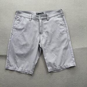 Travis Mathew‎ Shorts Mens 32 Gray Striped Chino Stretch 11 Inseam Golf Casual